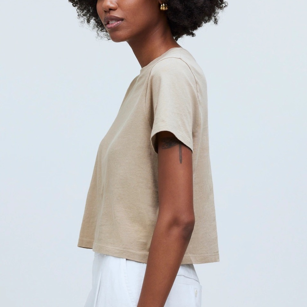 Softfade Cotton Boxy-Crop Tee
